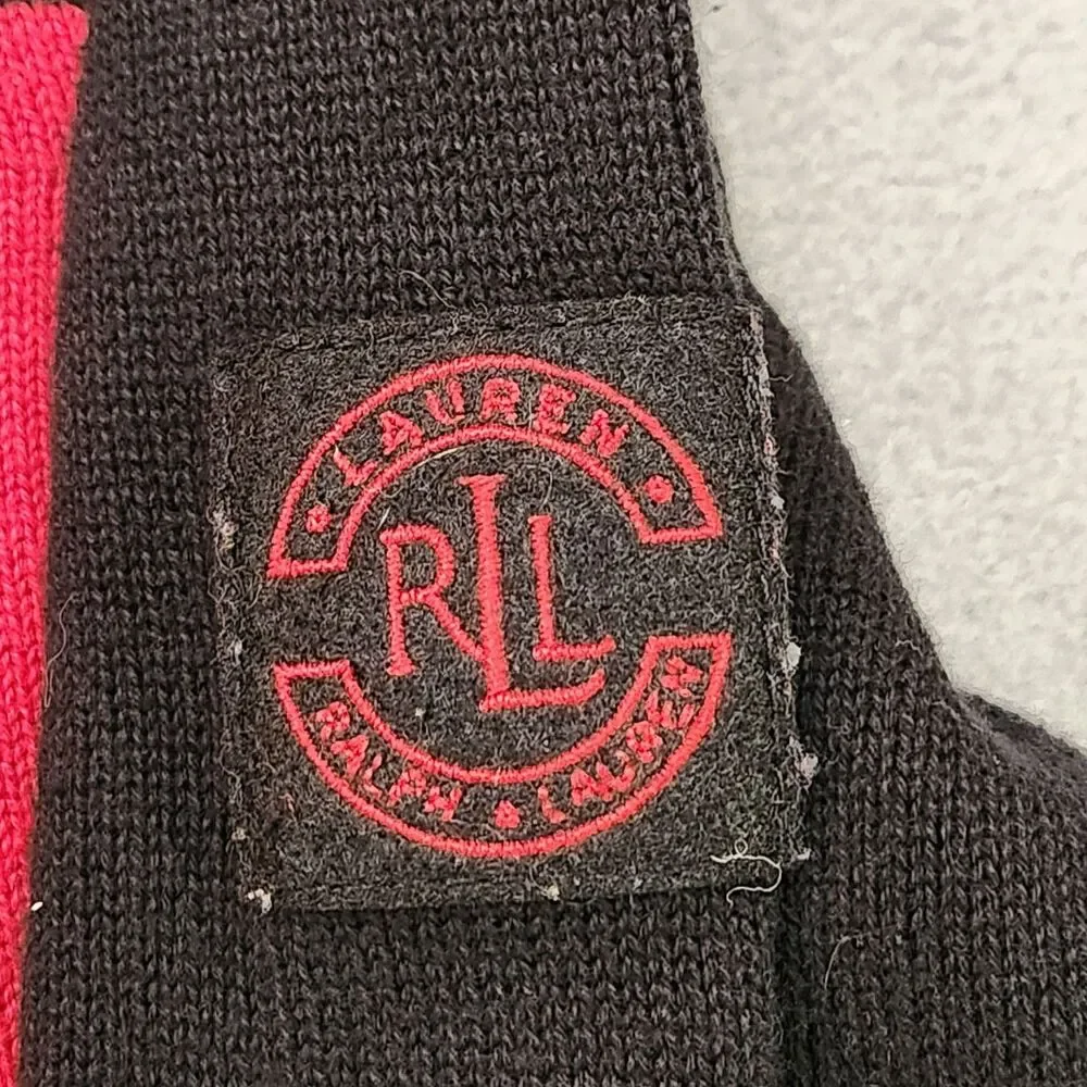 Lauren Ralph Lauren 1/2 Zip Sweater Women's‎ XL Red Black Pullover Mock Cotton